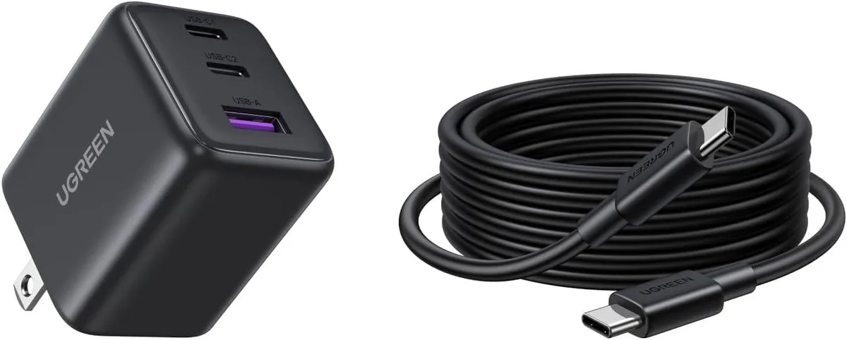 ONITOON ONITOON 2 Pack 30W Charger 3 Port GaN 6.6ft Cable Matt Black — product photo