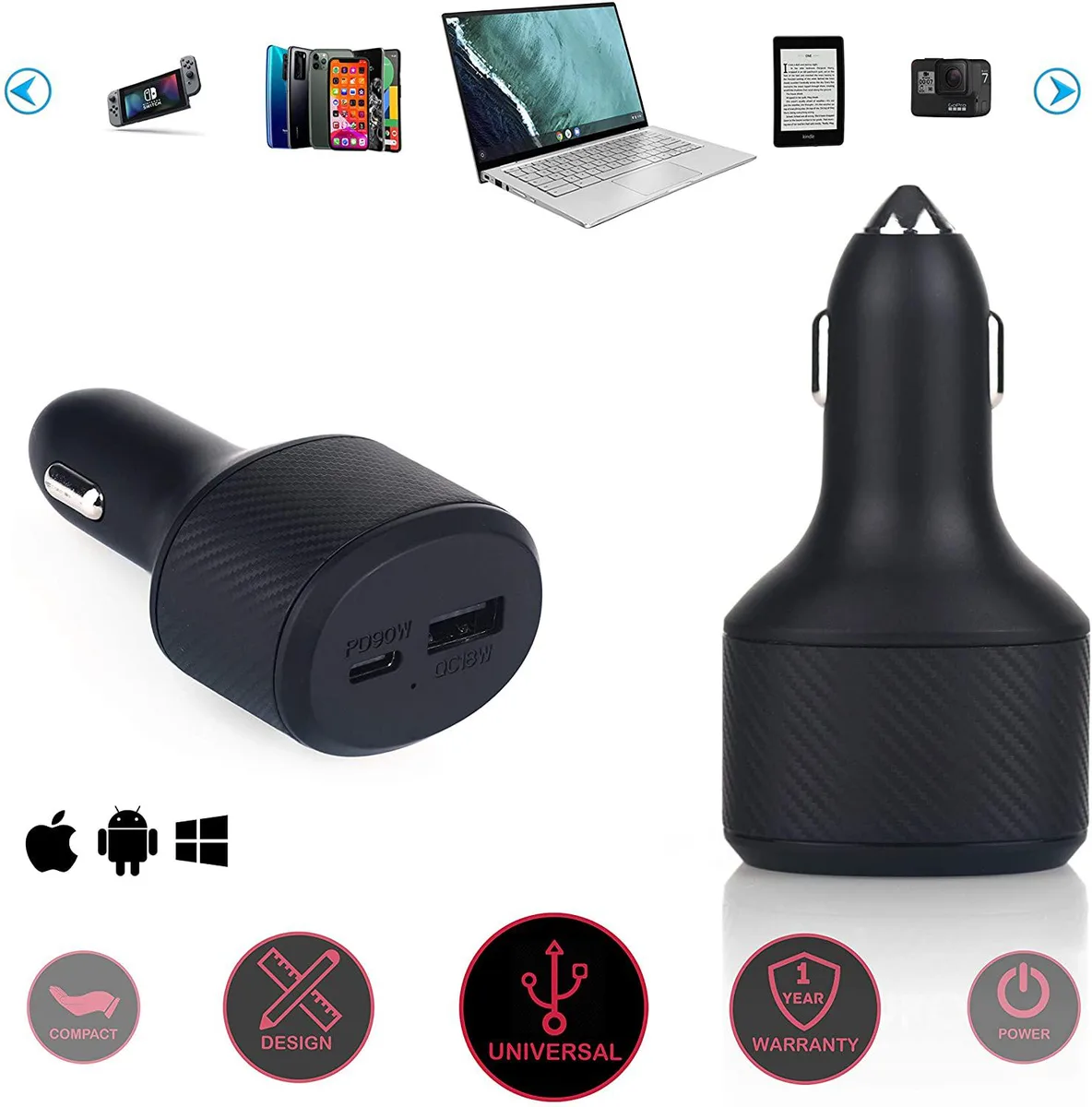 Stimula Lifestyle Stimula Lifestyle 108W Dual USB-C PD &amp; QC 3.0 Car Power Inverter — product photo
