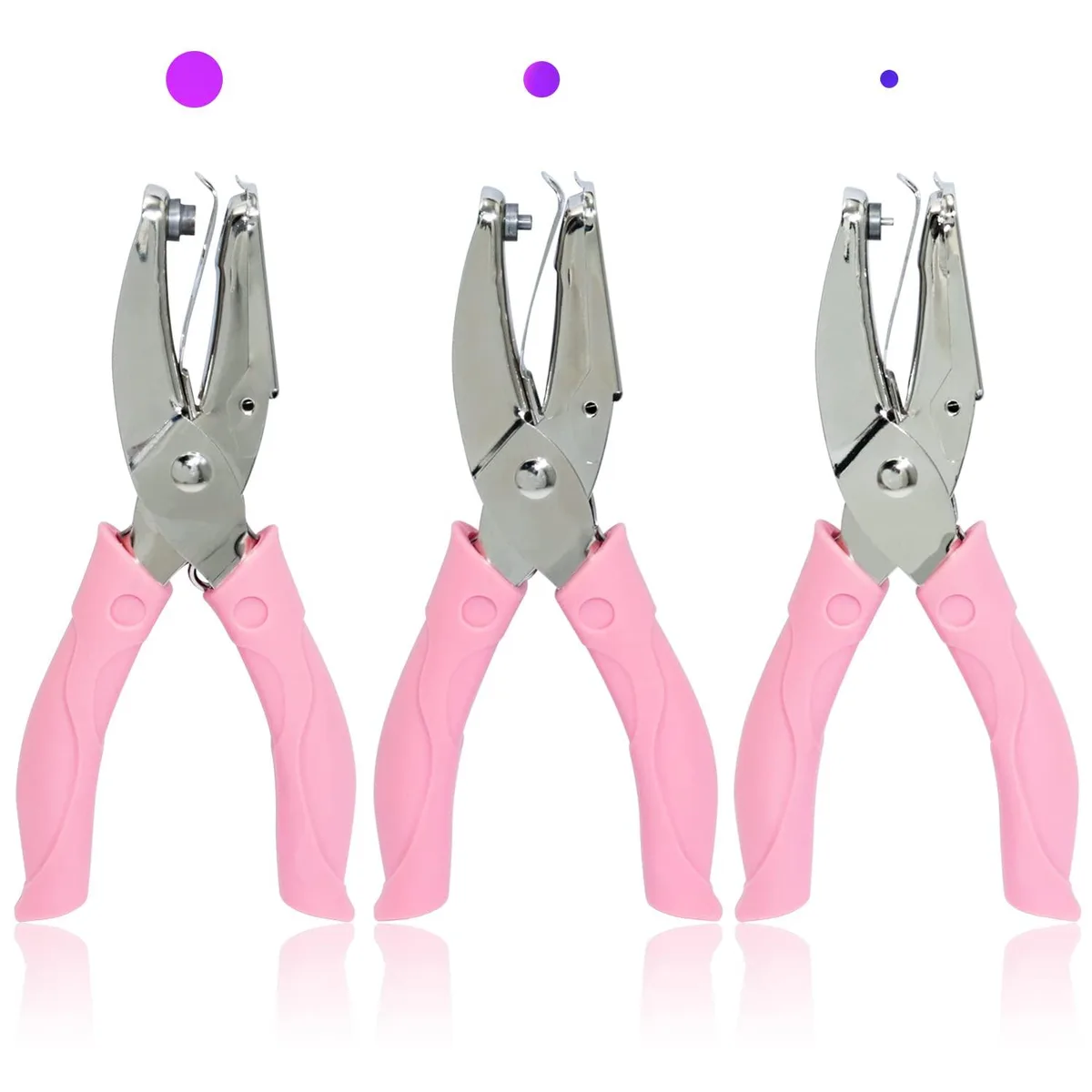 RLX-ZP001-3 3-Piece Metal Handheld Paper Punch Set general craft — product photo