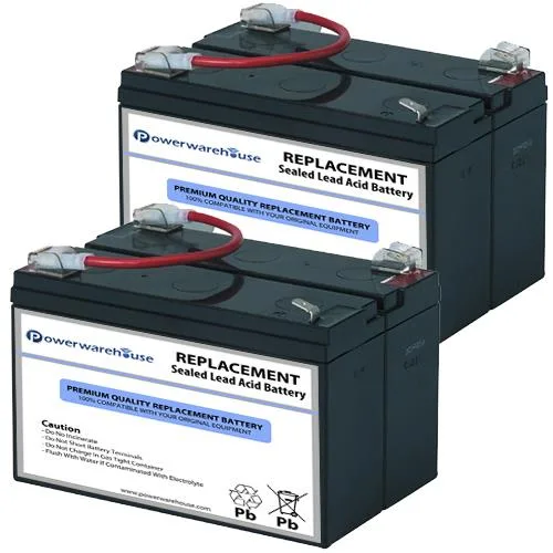 Two sealed 12 V lead-acid battery cartridges in black plastic housings