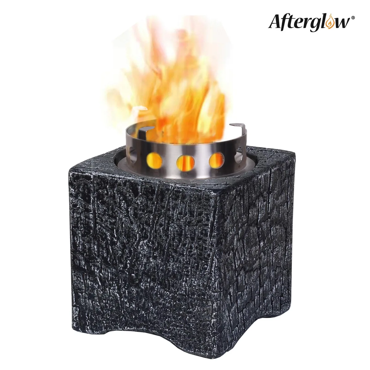 Afterglow Afterglow Mini Tabletop Fire Pit Square Woodgrain Outdoor Heater — product photo