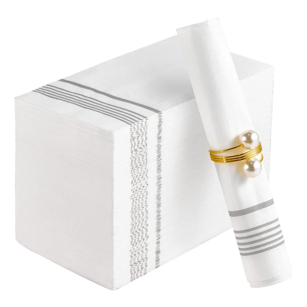  JOLLY CHEF 100 Silver 3-Ply Paper Napkins 100 Count — product photo