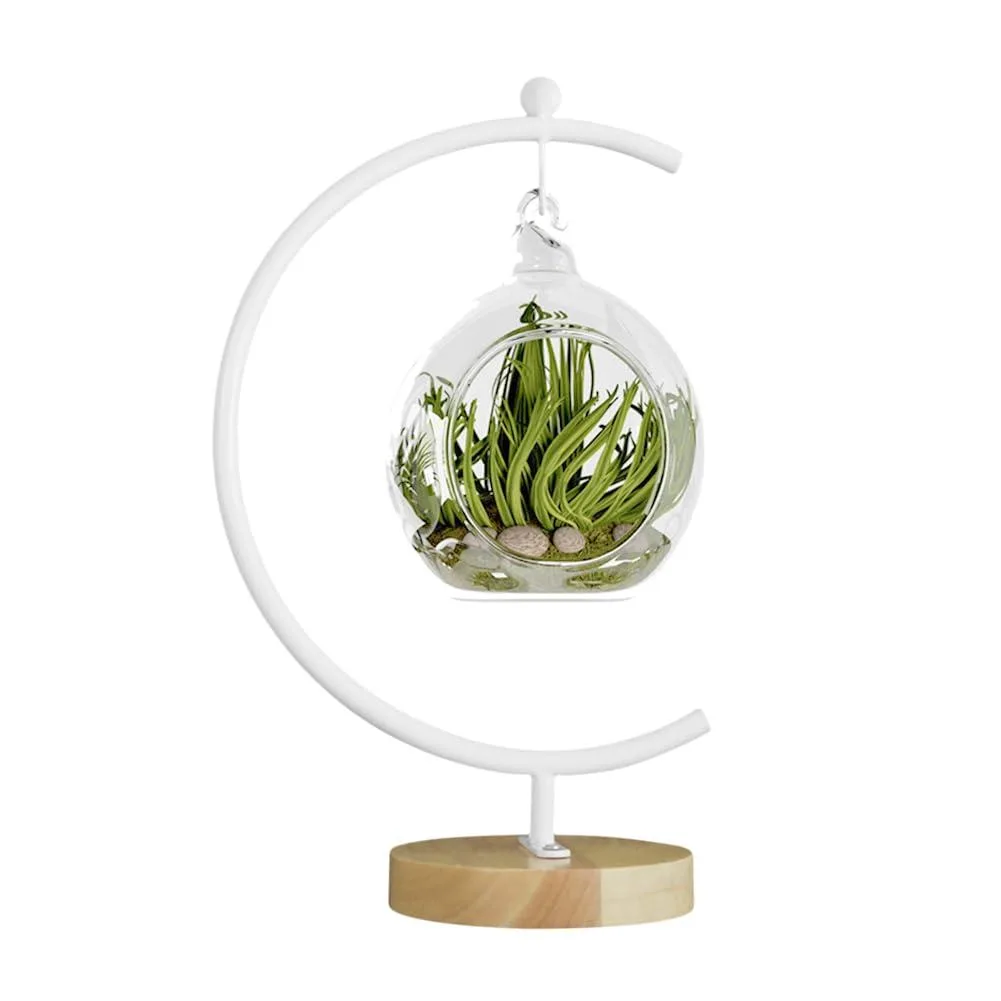 White iron plant stand, 13 inches tall with 4.5 inch round base