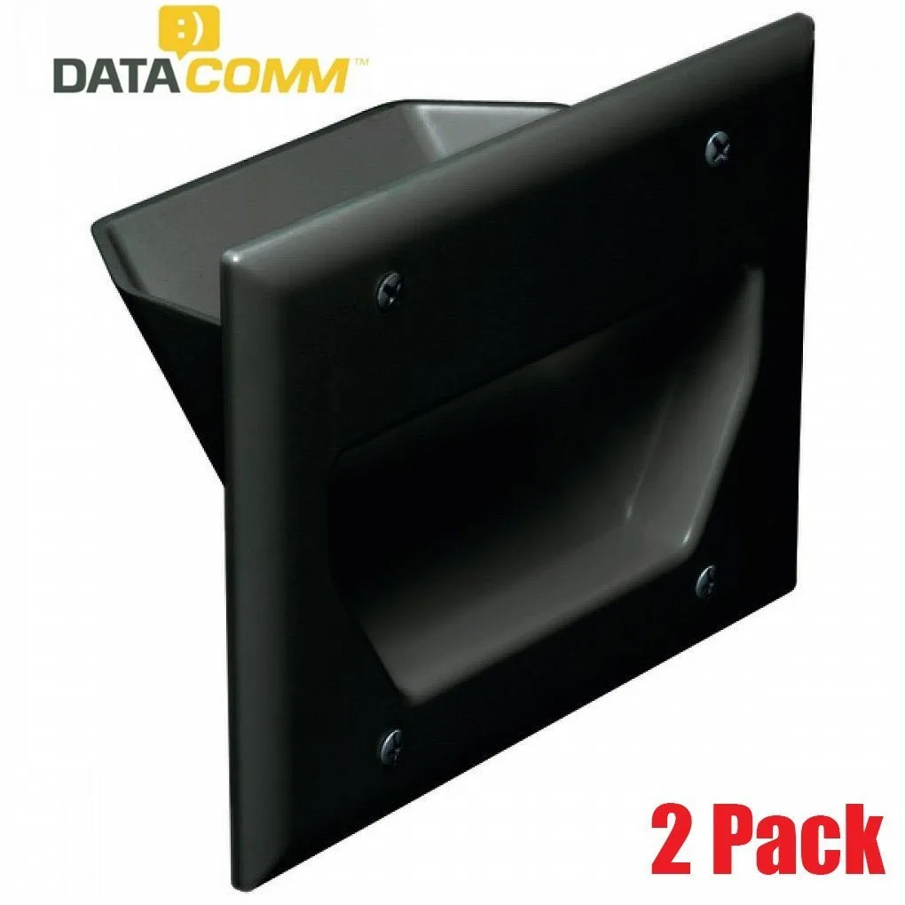 DataComm Electronics, Inc. DataComm Electronics, Inc. 450003 3-Gang Recessed Low Voltage Cable Plate (2 Pack) Black — product photo