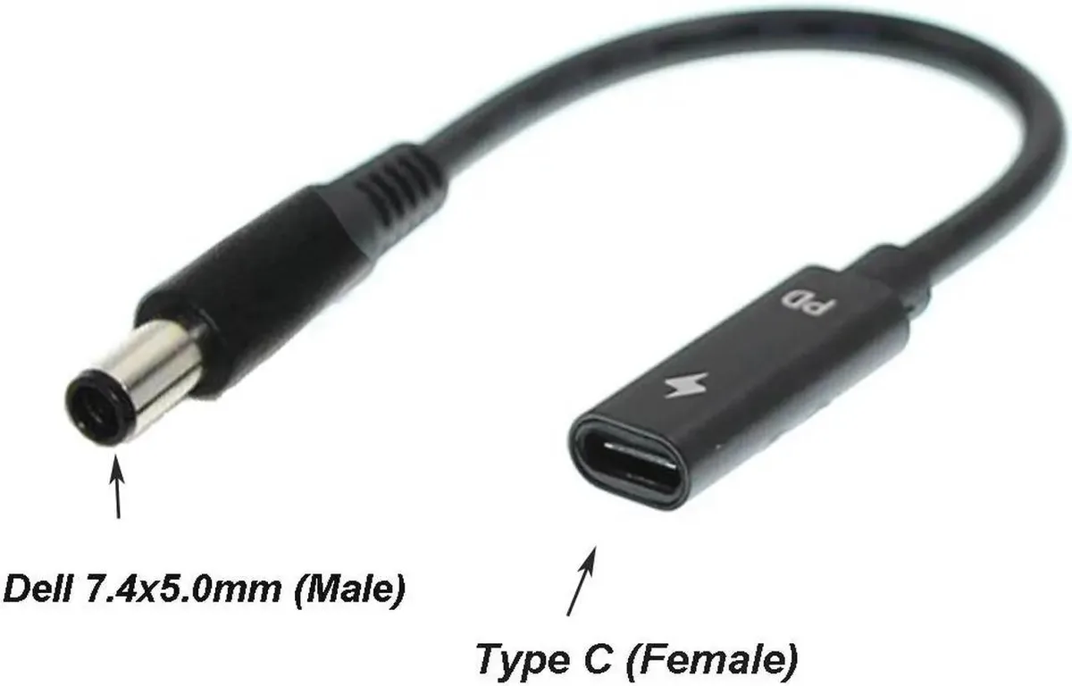 Lirealar Lirealar USB-C Female to Dell 7.4x5.0mm DC Tip PD Converter Cable — product photo