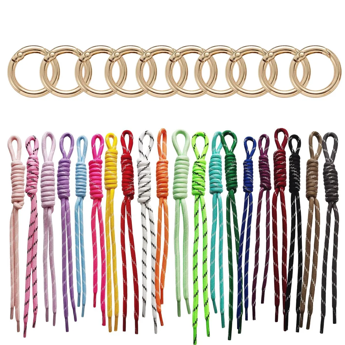  20 Multicolors Paracord Keychain Bag Charms Keyholder — product photo