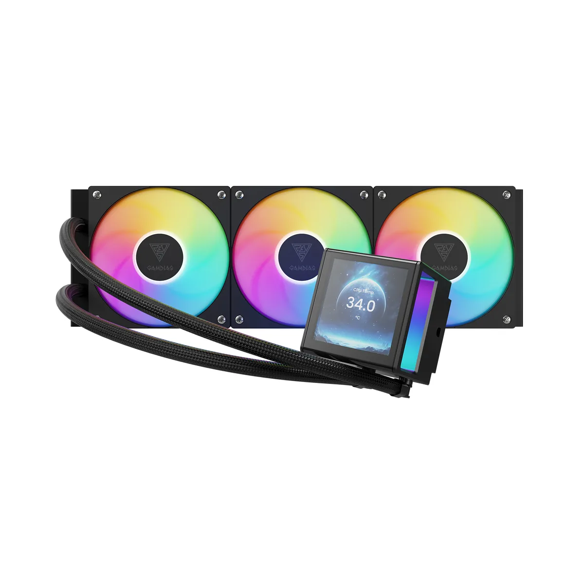 GAMDIAS Technology GAMDIAS Technology CHIONE P5-360 360mm liquid cooler with 3.4" IPS LCD — product photo