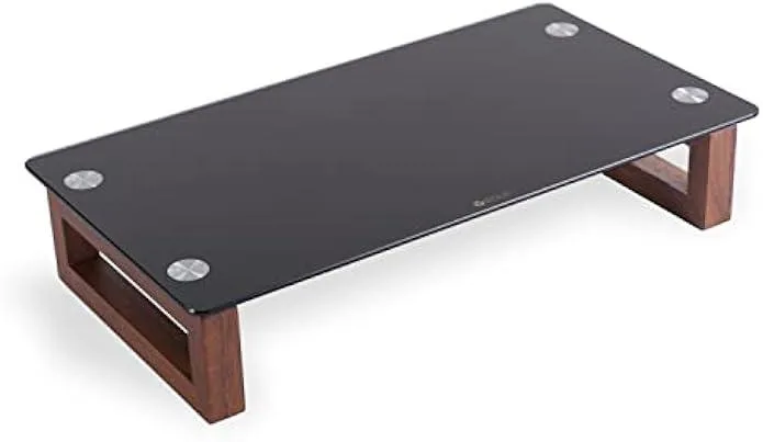 TAURKENAM TAURKENAM Black Glass Monitor Stand Wooden Base office equipment — product photo