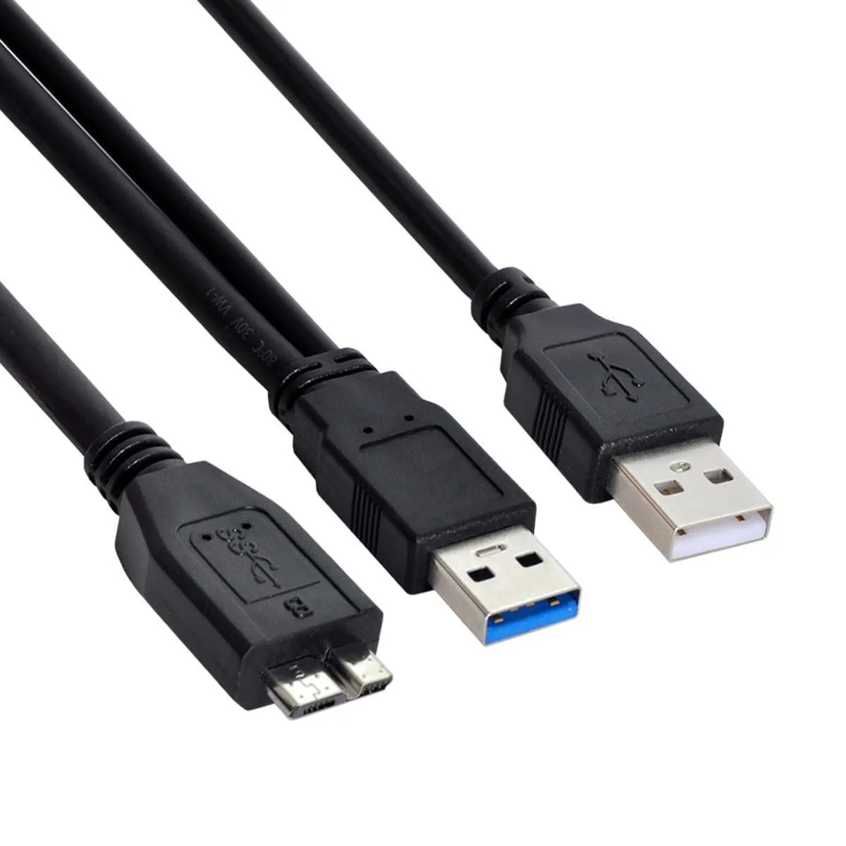 Fervit Fervit Dual USB-A 3.0 to Micro-USB 3.0 Y-Cable 60cm — product photo