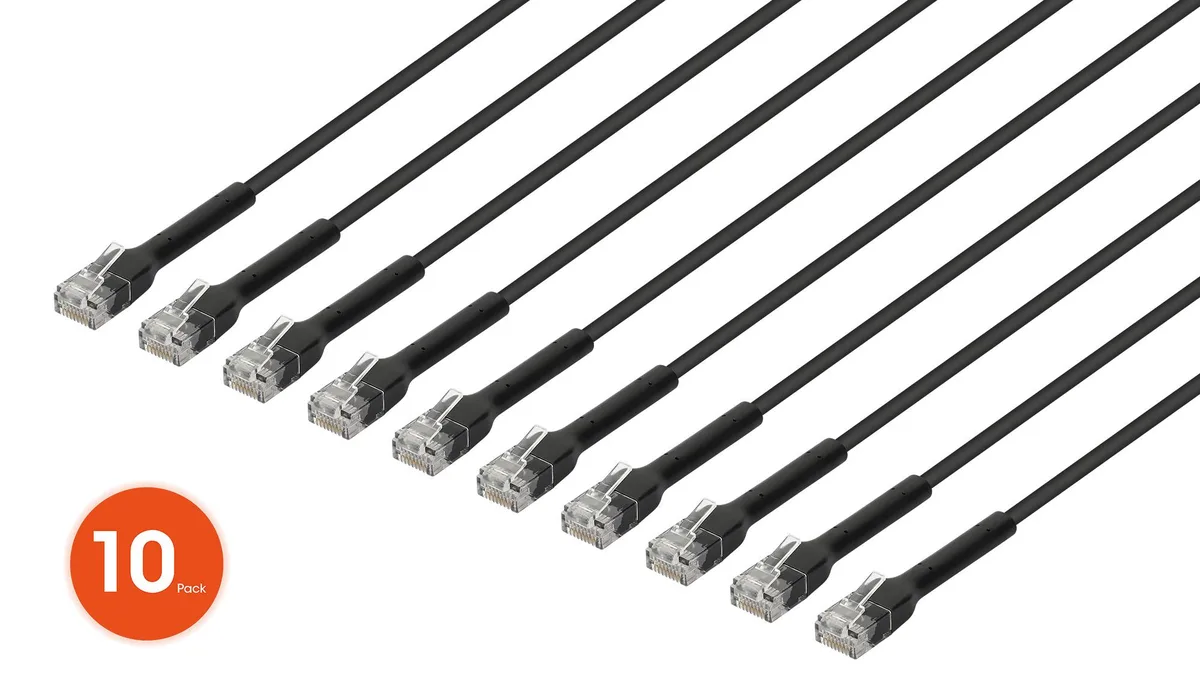 Intellinet Network Solutions Intellinet Network Solutions 745215 Cat6 U/UTP 10 ft 32 AWG Black 10-pack network ethernet cable — product photo