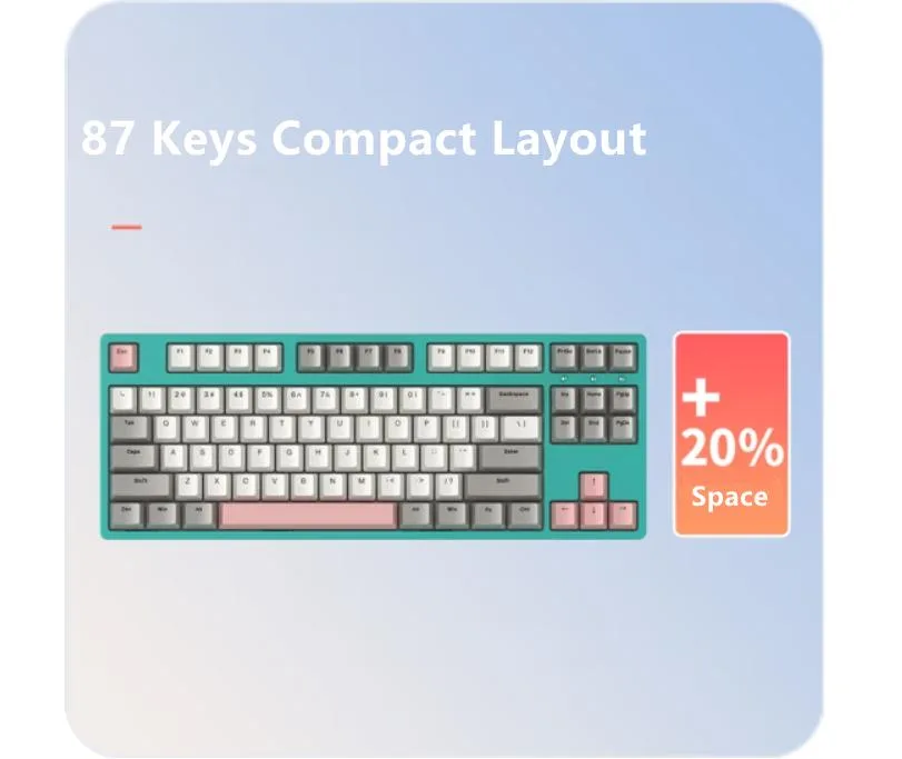 iKBC iKBC W200 wireless compact gaming keyboard Cherry MX Red PBT 87-key white gray green — product photo