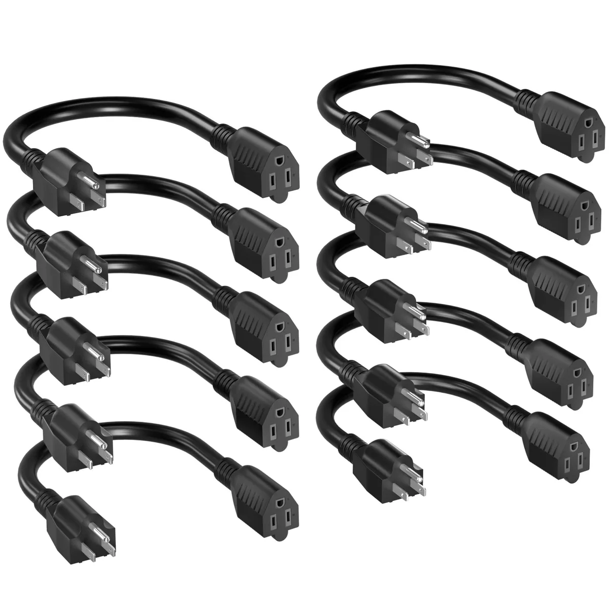  Skrizcable 8 Inch 10 Pack Power Extension Cord 16AWG 13A 125VAC — product photo