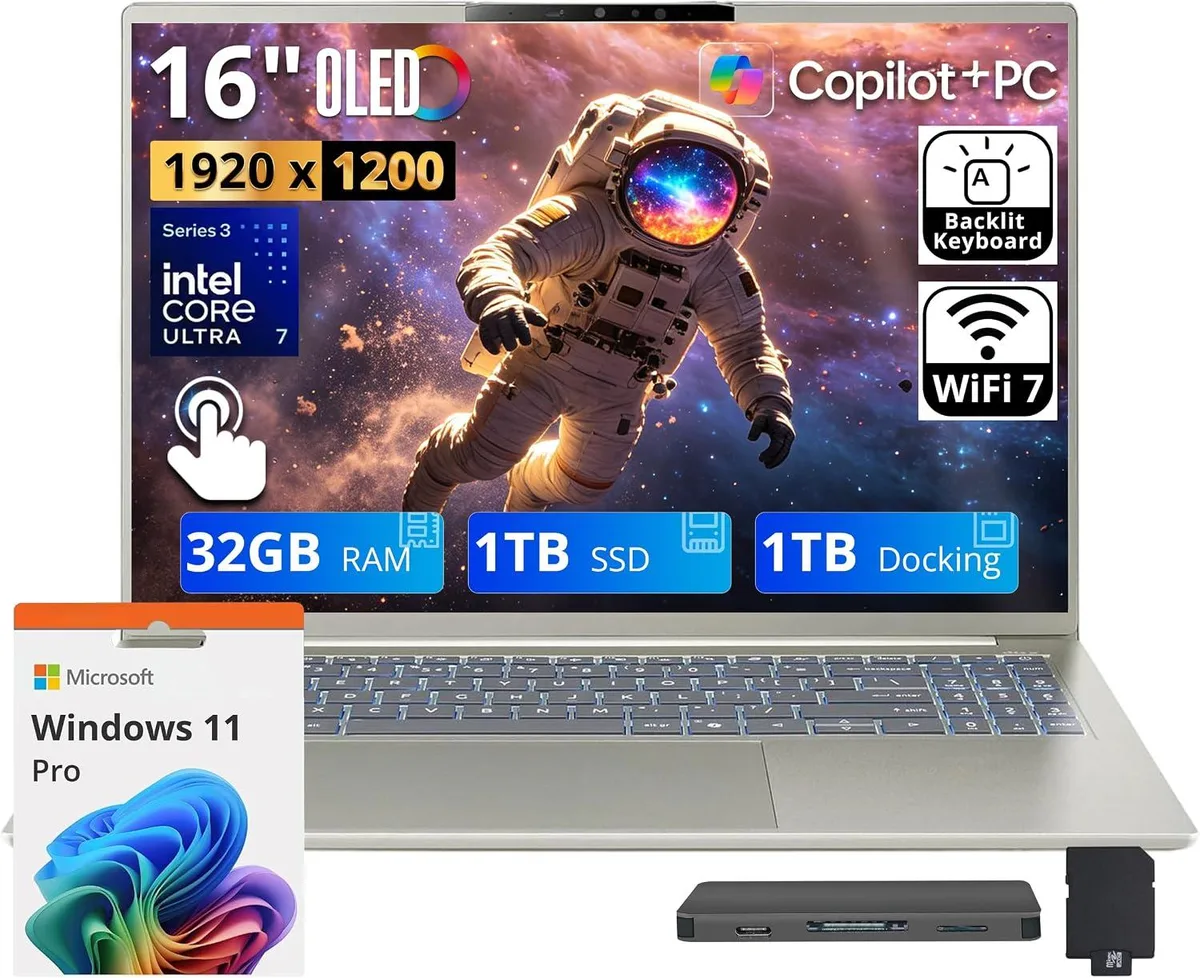 Acer America Acer Swift Go 16 AI 16" 2K Touch business laptop Intel Core Ultra 7 355 32GB DDR5 1TB SSD+1TB Dock Silver — product photo