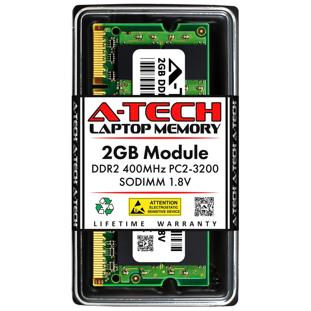 A-Tech A-Tech 2GB DDR2 400MHz SODIMM PC2-3200 CL3 1.8V 200-Pin laptop RAM — product photo