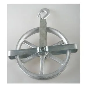 Steel well wheel pulley block with swivel hook and fibrous rope groove