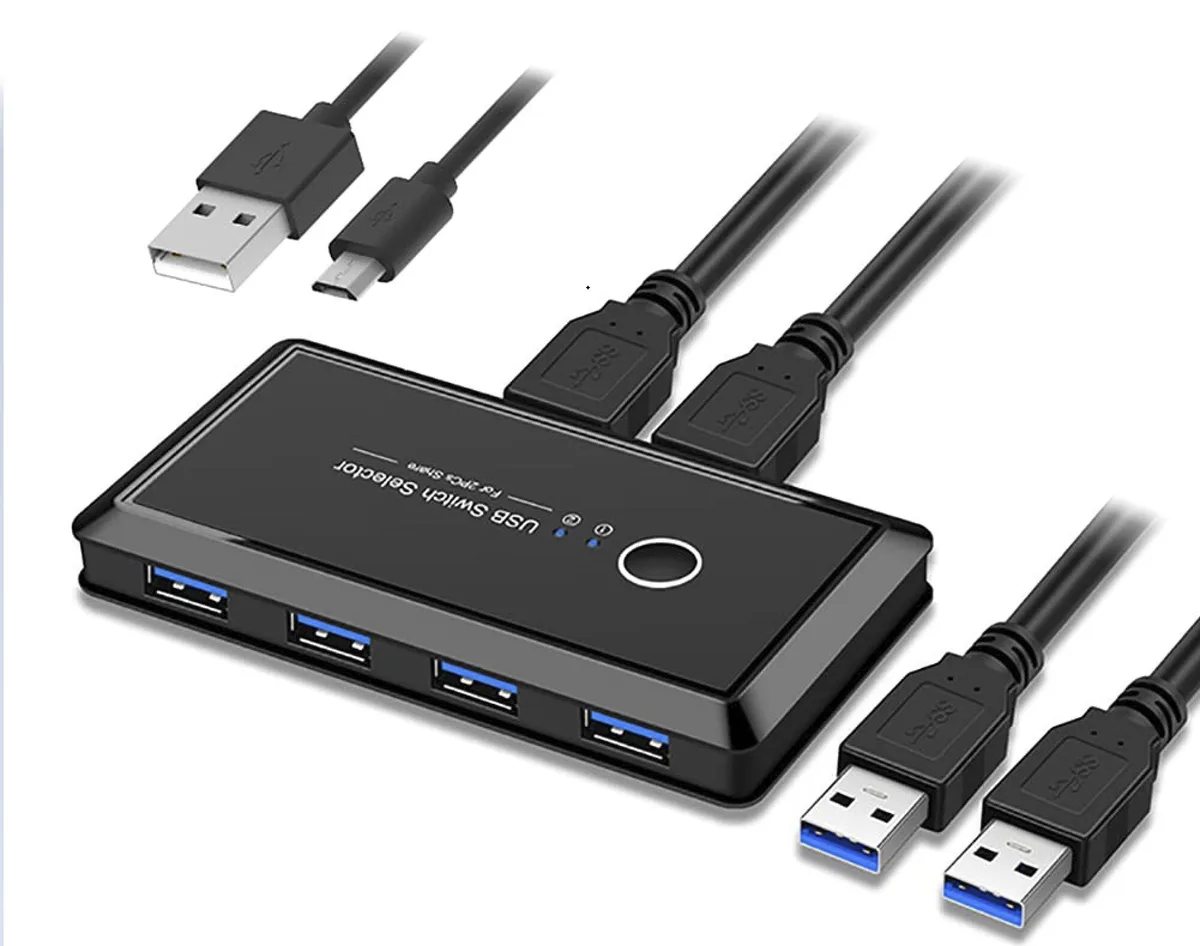 Corn Electronics Corn Electronics 230523 USB 3.0 KVM switch 4-port 2-computer 1.5m cables — product photo