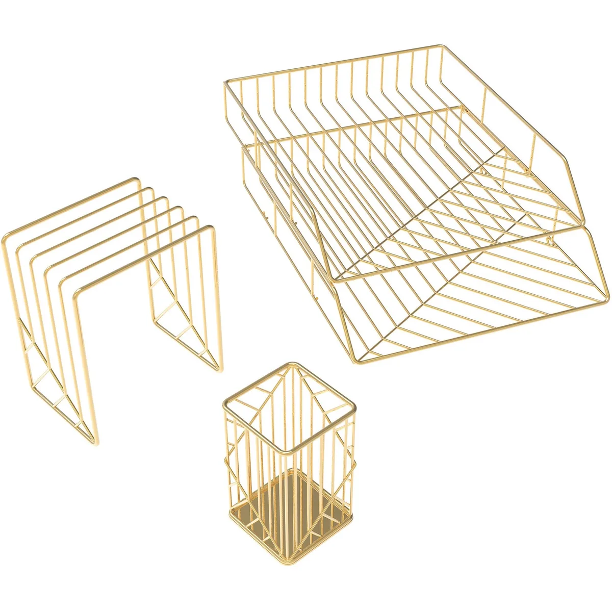 U Brands U Brands 3940U0001 Vena Desktop Kit 4-piece gold office furniture — product photo