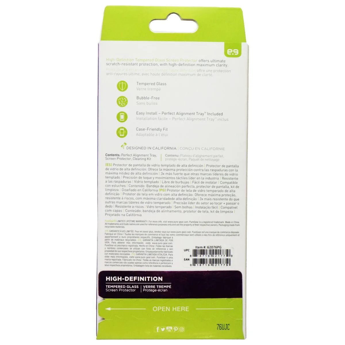 PureGear PureGear High-Definition Tempered Glass for Alcatel A50 Clear — product photo