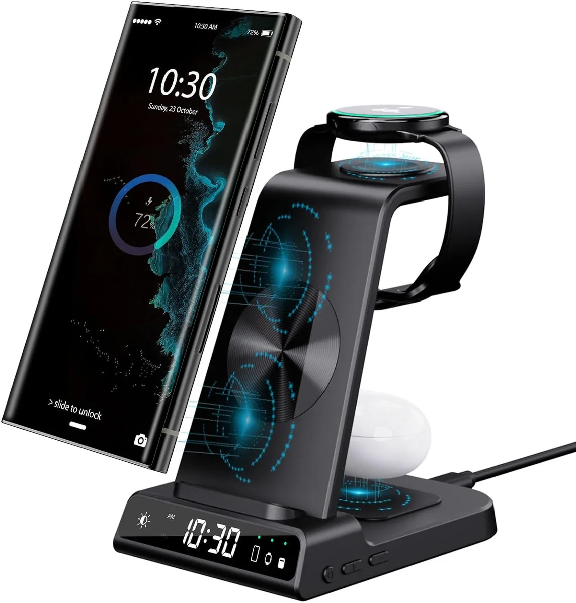 lelisten lelisten 3-in-1 Wireless Charger U-Shape Samsung S24 S23 Z Flip Fold Watch 6 5 4 — product photo