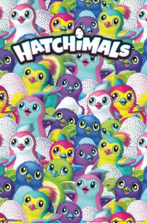 Collage poster print, 22 by 34 inches, Hatchimals artwork on heavy paper