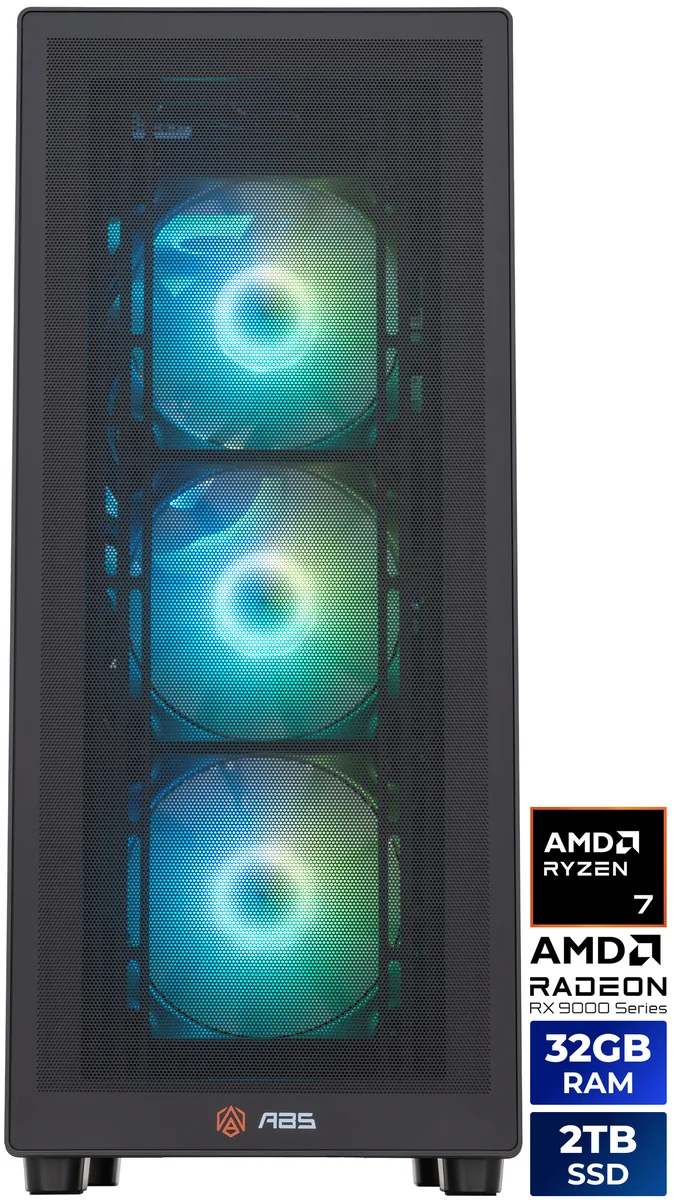 ABS ABS NPH#382 gaming PC Ryzen 7 9800X3D Radeon RX 9070 XT 16GB 32GB DDR5 6000 2TB — product photo