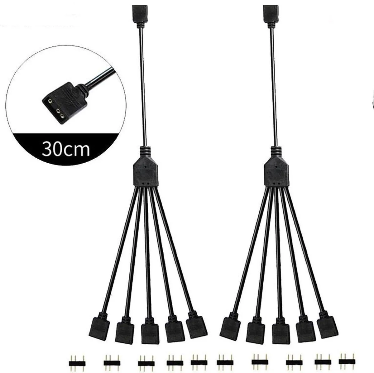 Vszerda Vszerda 2 Pack 1-to-5 3 Pin Addressable RGB Splitter Y Cable internal power cable — product photo