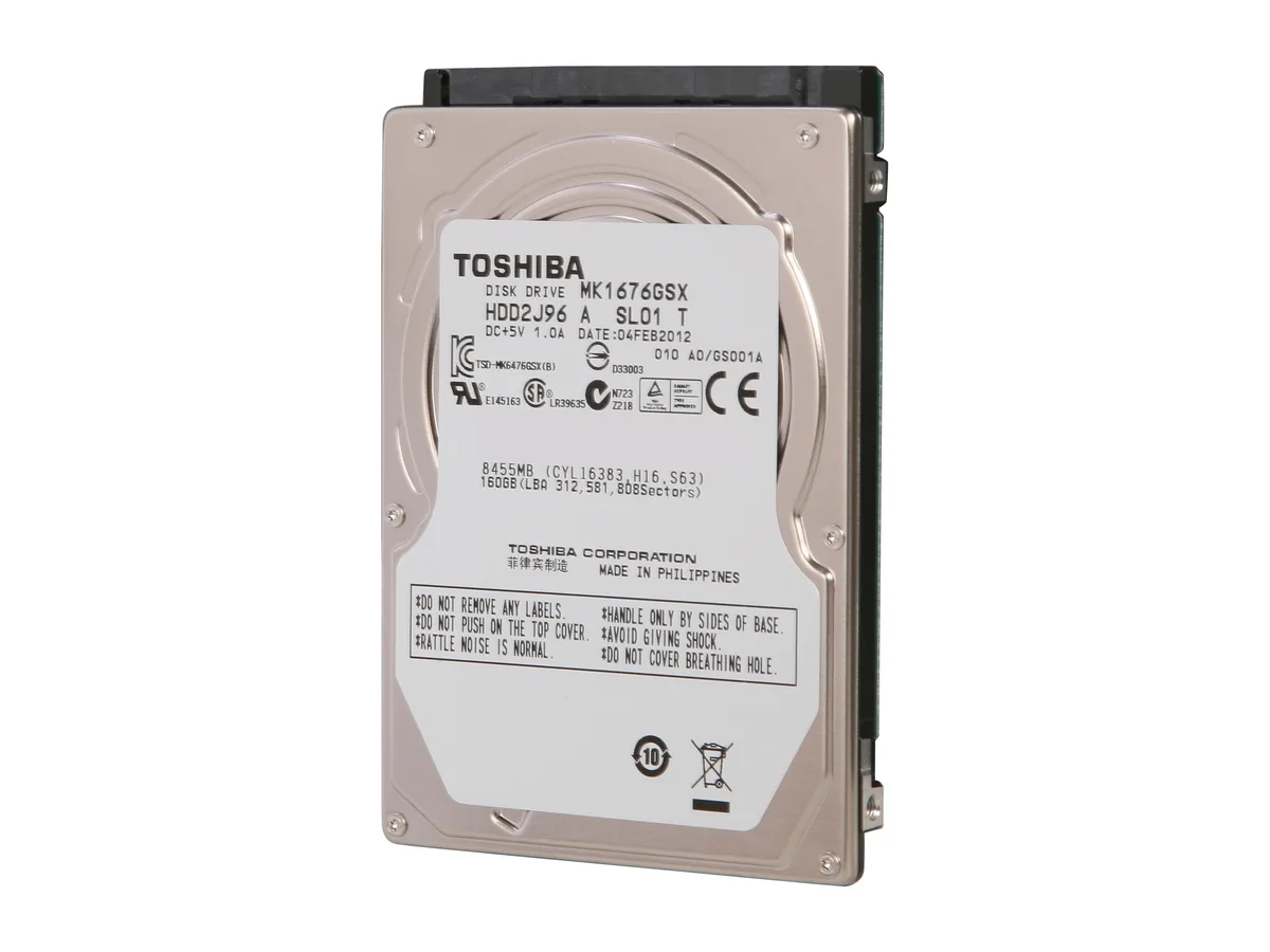 Toshiba Toshiba MK1676GSX 160GB 5400 RPM SATA 2.5" laptop hard drive — product photo