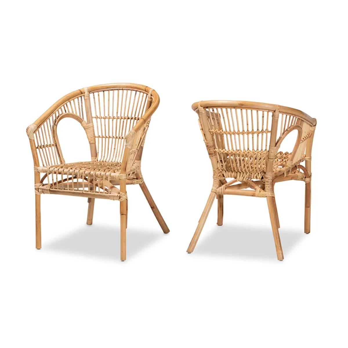 Baxton Studio Baxton Studio Alleta Natural Brown Rattan 2-Piece Dining Chair Set — product photo
