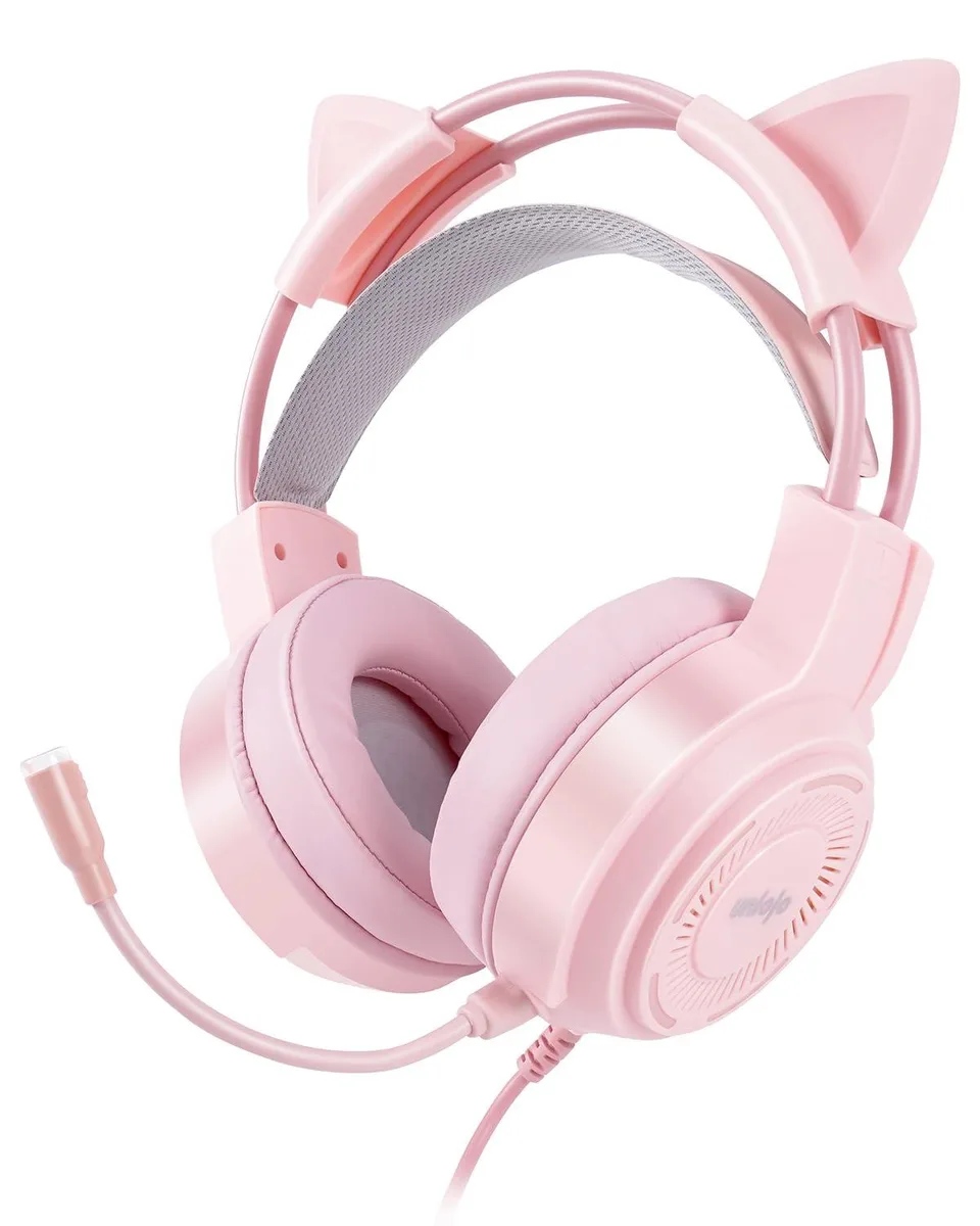  UNIOJO G58 Pink Cat Ear Gaming Headset 7.1 50mm 3.5mm — product photo