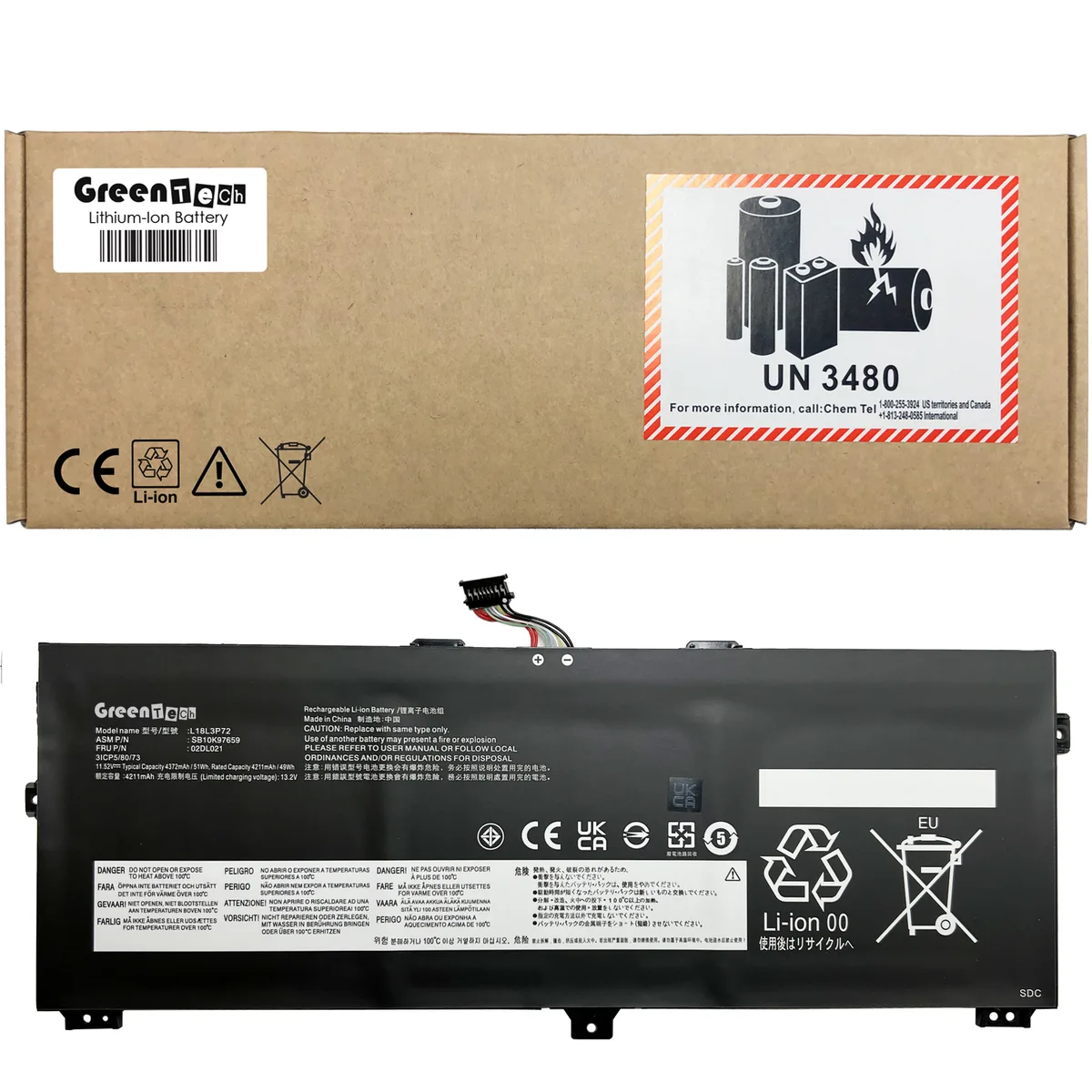 NShi NShi 02DL021 laptop battery Lenovo Yoga X390 11.52V 51Whr — product photo