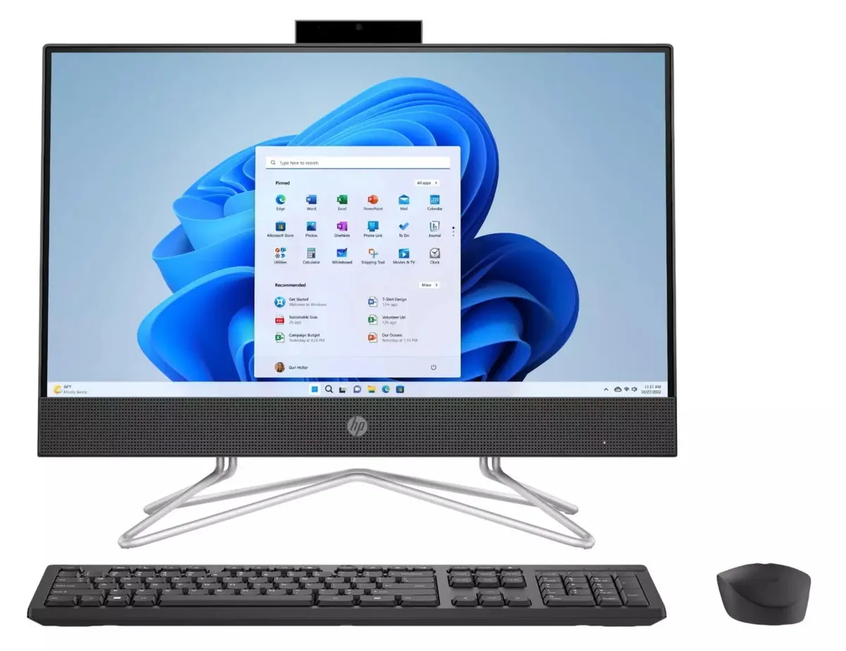HP HP 22-dd0153w All-in-One 21.5" FHD Pentium Silver J5040 8GB 128GB SSD Windows 11 Home S Jet Black — product photo