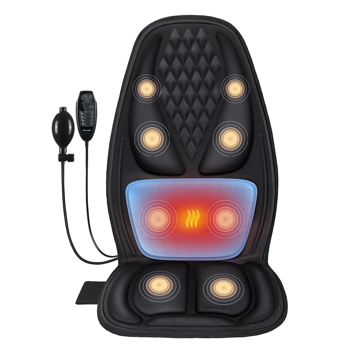 Blue electric throw massager cushion with wired remote control