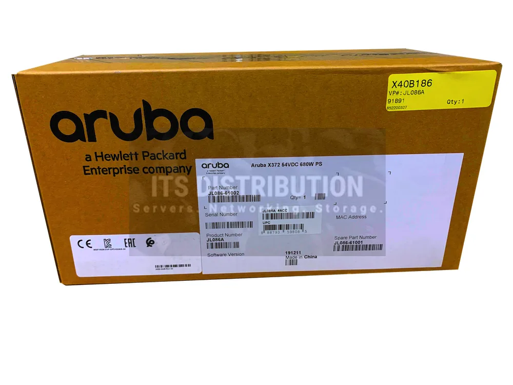 HPE HPE JL086A#B2B Aruba X372 54VDC 680W server power supply — product photo
