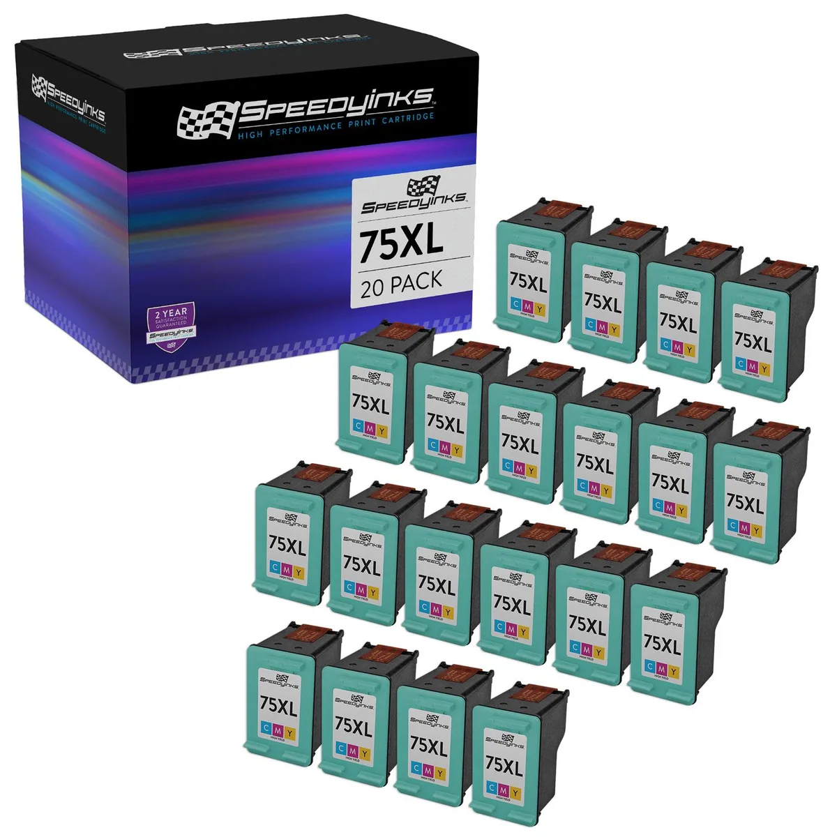SpeedyInks SpeedyInks remanufactured HP 75XL tri-colour ink cartridge 20-pack — product photo