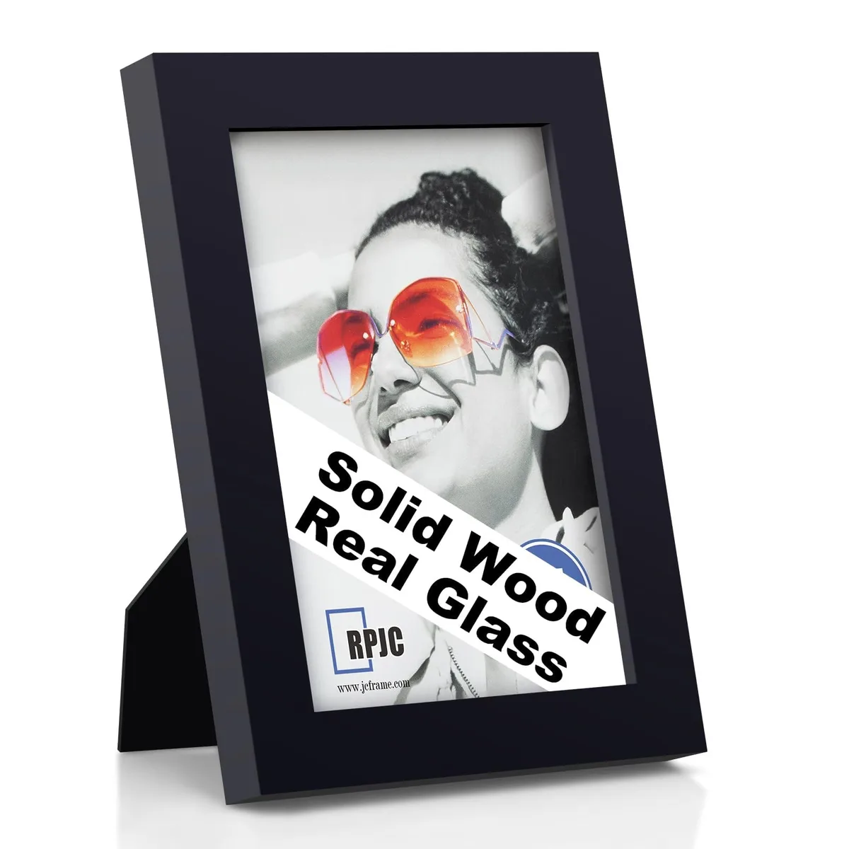 Black solid wood 5x7 frame with glass, wall hooks and easel back