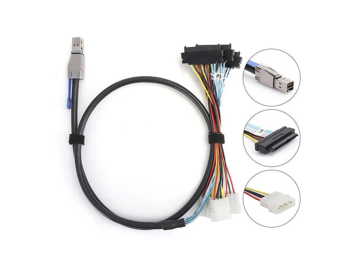 BUCIER BUCIER SFF-8644 to 4x SFF-8482 SAS 3.0 cable 1m — product photo