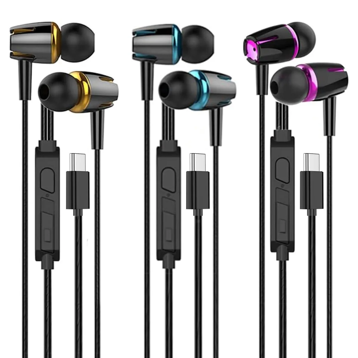 No Sew No Sew 2-3Pack USB-C headphones, 3 pack, 10 mm driver, 32 ohm, 120 cm cable — product photo