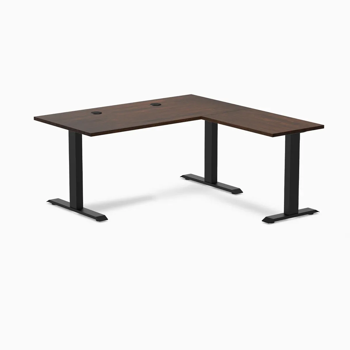 Desky Desky Zero Rubberwood L-Shape Desk Dark Walnut 60x30x62x20in Matte Black — product photo