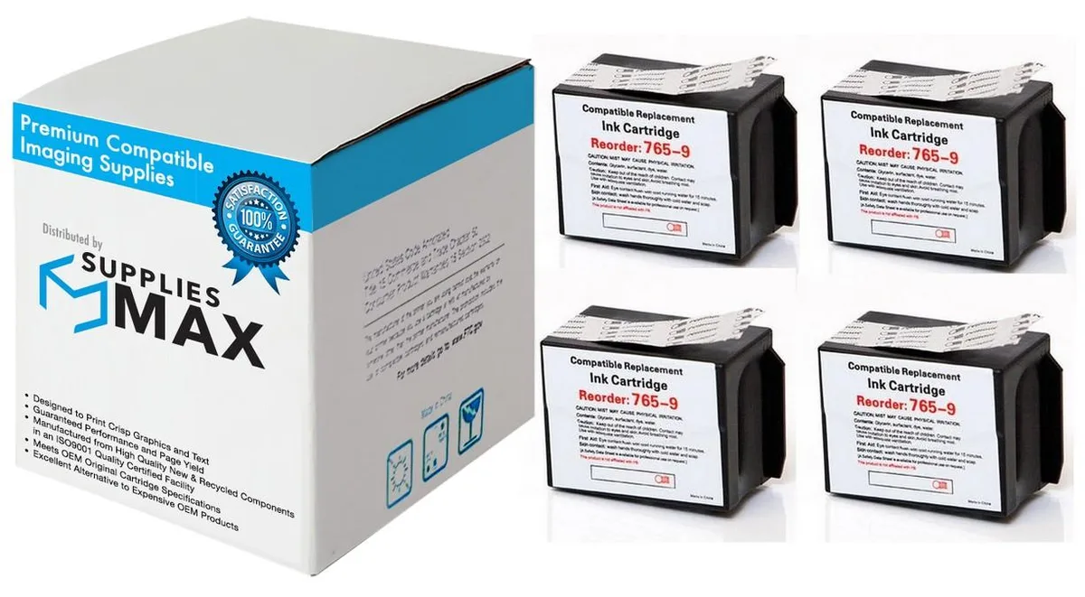 SuppliesMax SuppliesMax 765-9 4PK Red Postage Meter Inkjet Cartridge 8000 Pages — product photo