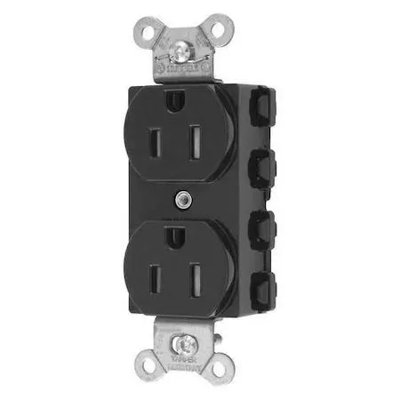 Black straight blade receptacle with tamper-resistant shutters, SNAPConnect modular terminal, 15 amp rating