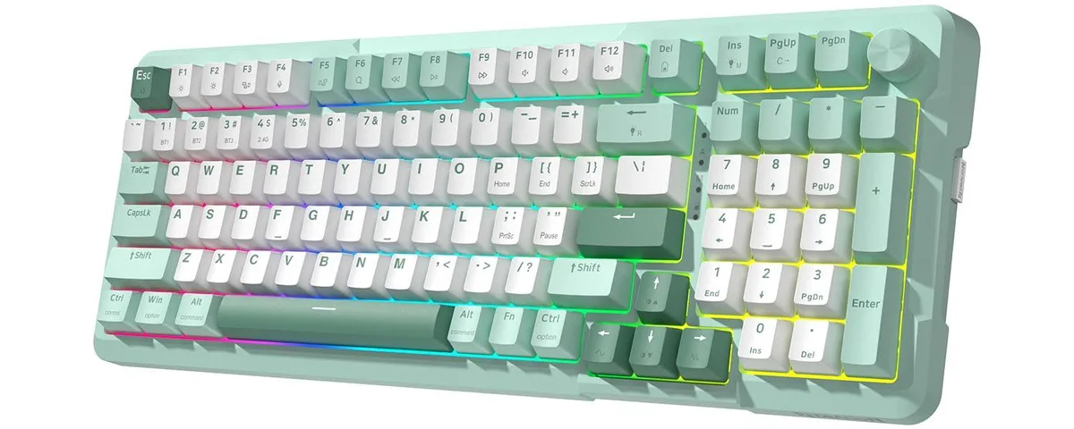Redragon Redragon K742 Wireless Mechanical Gaming Keyboard with Knob, Bluetooth 5.0, Green Switches — product photo