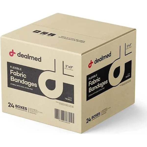 Dealmed Dealmed 783811 Fabric Adhesive Bandages 1" x 3" First Aid 100/Bx 24/Cs 2400PK — product photo