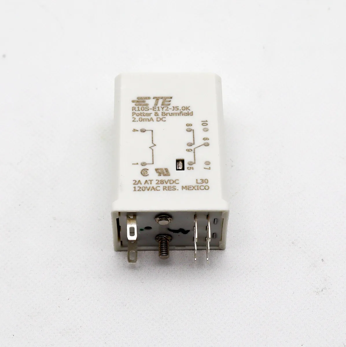 TE Connectivity TE Connectivity R10S-E1Y2-J5.0K DPDT relay 5k Ohm 2A 120VAC — product photo