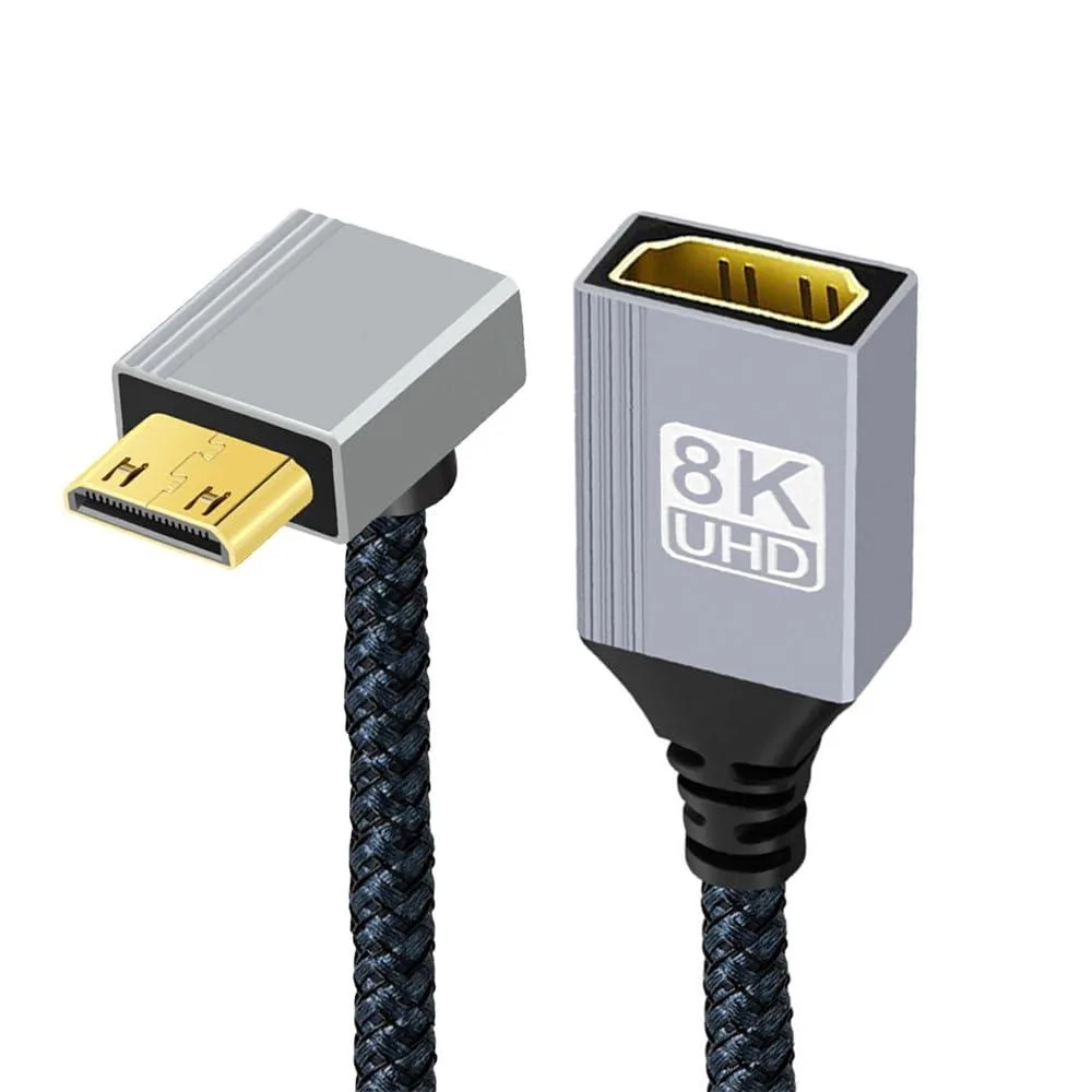Fervit Fervit Mini HDMI 2.1 Male 90 Degree Up Angled Type-C to HDMI Female Extension Cable — product photo