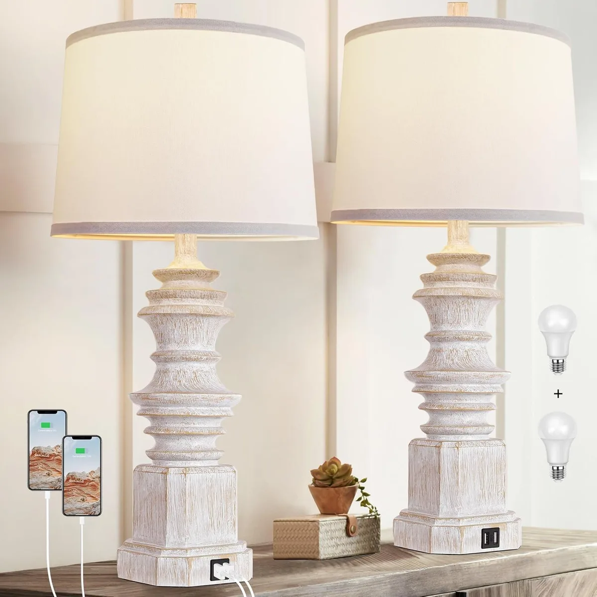 Wenger Wenger Farmhouse Table Lamps Set of 2 White 12 26.5 — product photo