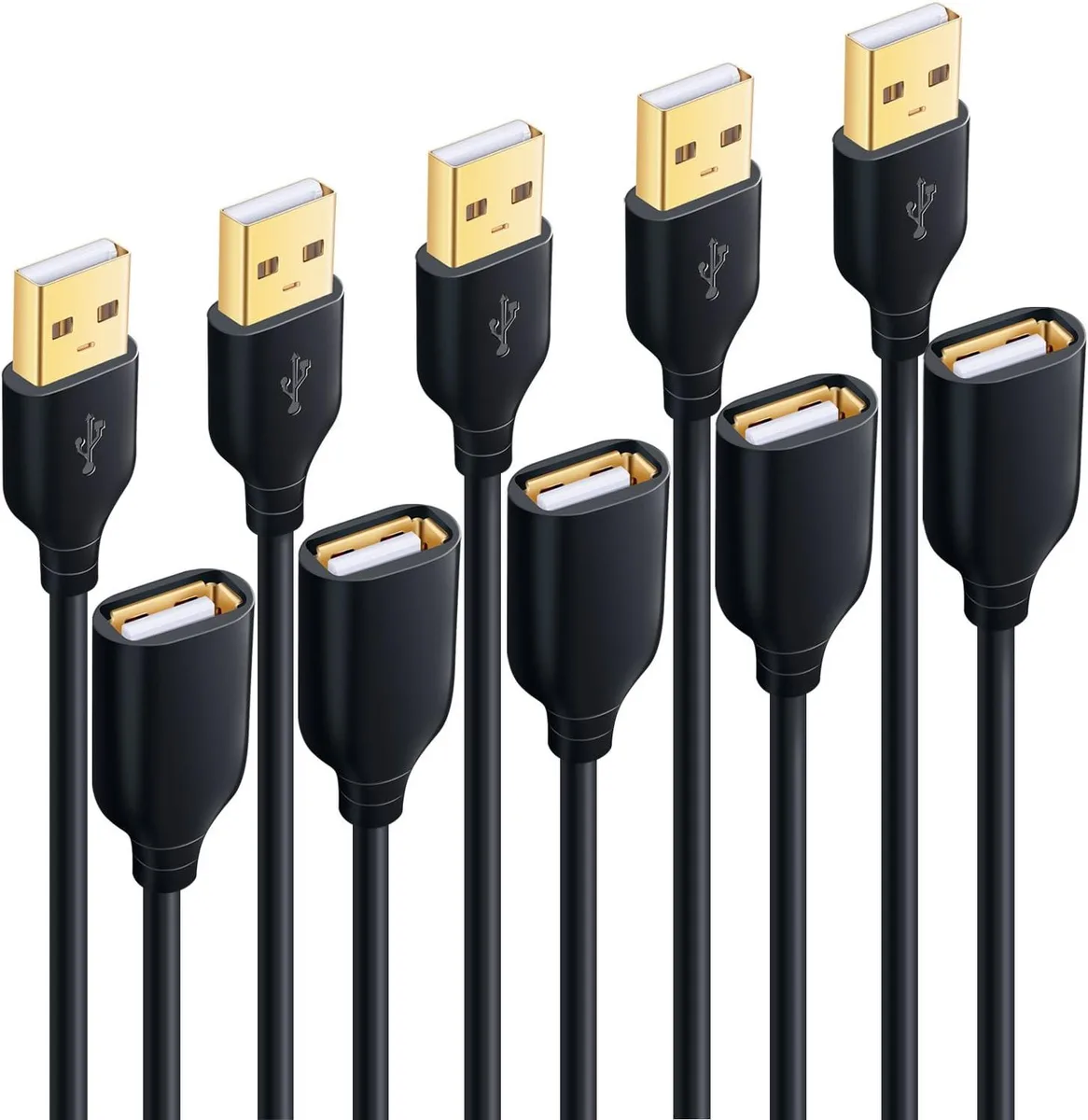 Kootion Kootion USB 2.0 Extension Cable 10 ft 5-Pack — product photo