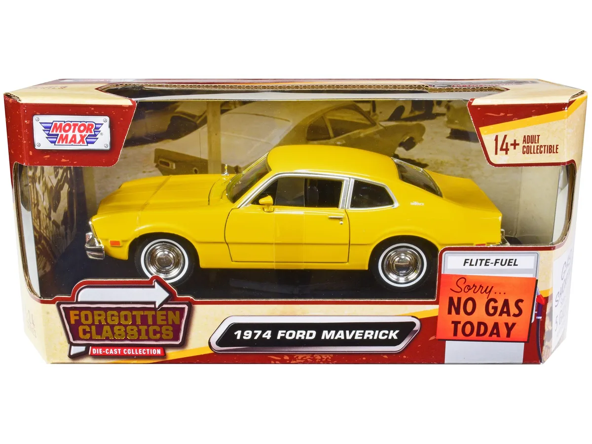 MOTORMAX MOTORMAX 1974 Ford Maverick Yellow Forgotten Classics 1/24 Diecast — product photo
