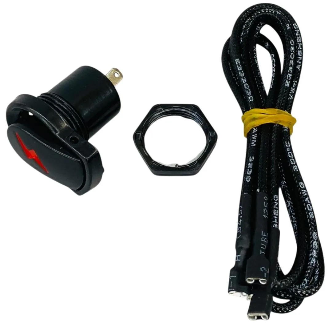 Silver rectangular trigger switch with two wires extending from one end, 17-3/4 inches long by 1 inch wide