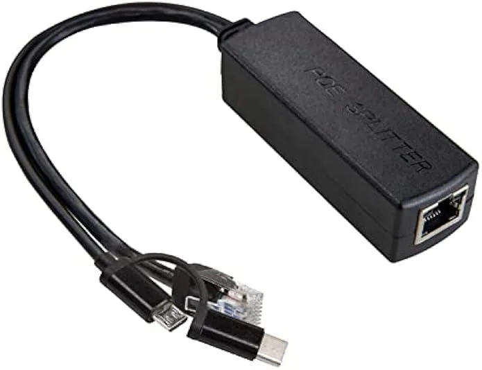TAURKENAM TAURKENAM Gigabit PoE Splitter 5V 3A 2-in-1 USB-C Micro USB Adapter — product photo