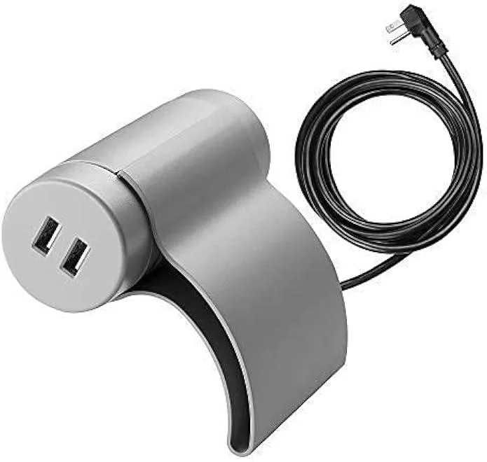 usbroway usbroway Sofa Socket 10ft Extension Cord 1 Outlet 2 USB Ports 3.1A Low Profile Plug Light Grey — product photo